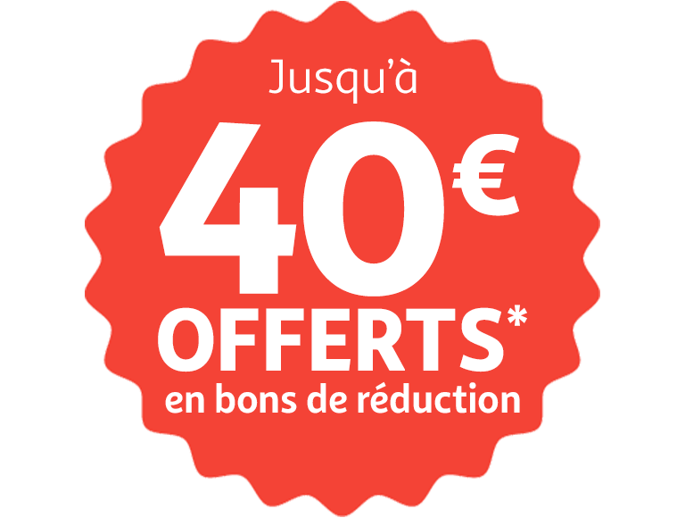 Jusqu'à 10€ offert* en bons de réduction