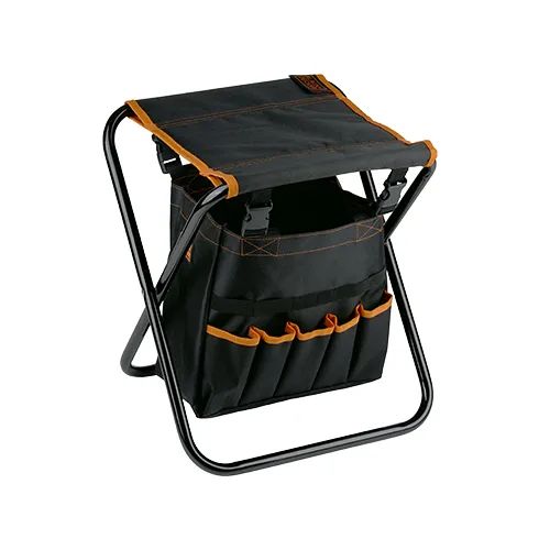 Tabouret de jardin avec sac à outil