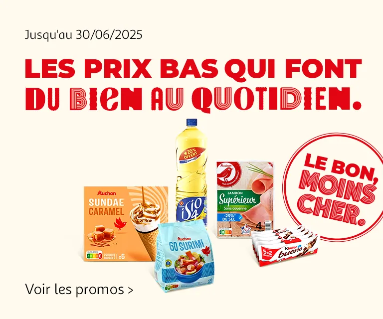 Jusqu'au 30/06/2025, Le bon moins cher. Les prix bas qui font du bien au quotidien.