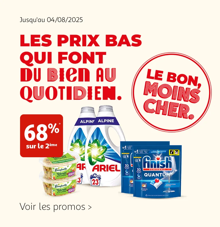 Les prix bas qui font du bien au quotidien.