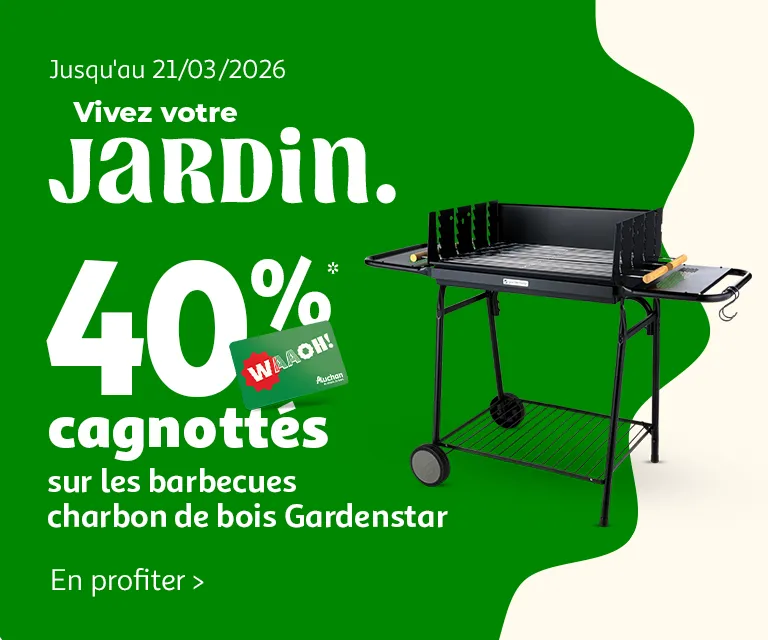 Jusqu'au 21/03/2025, 40% cagnottés* sur les barbecues charbon de bois Gardenstar