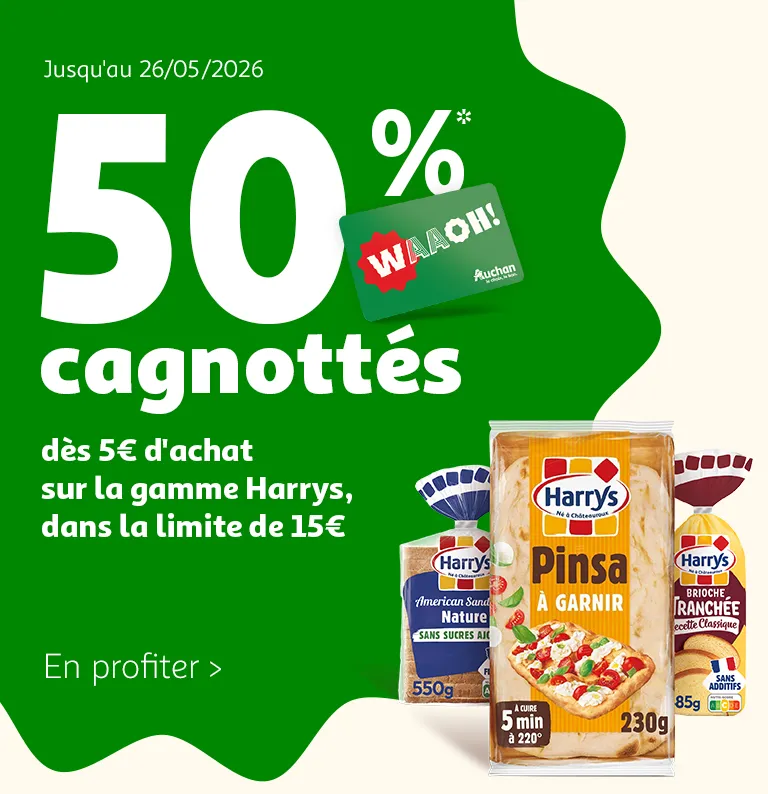Jusqu'au 26/05/2026, 50%* cagnottés dès 5€ d'achat sur la gamme Harrys, dans la limite de 15€.
