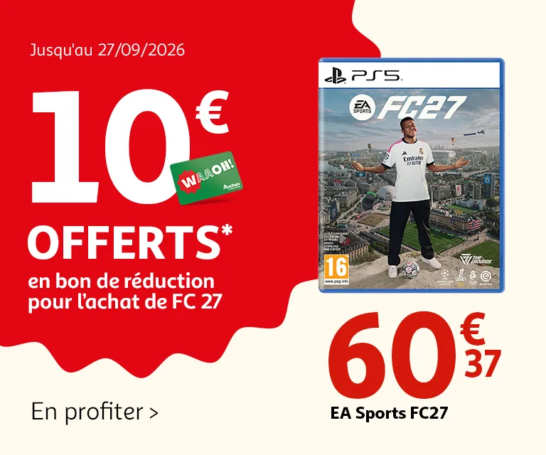Jusqu'au 27/09/2026, 10€ offerts* en bon de réduction pour l'achat de FC27