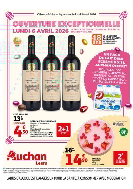 Ouverture LUNDI DE PAQUES