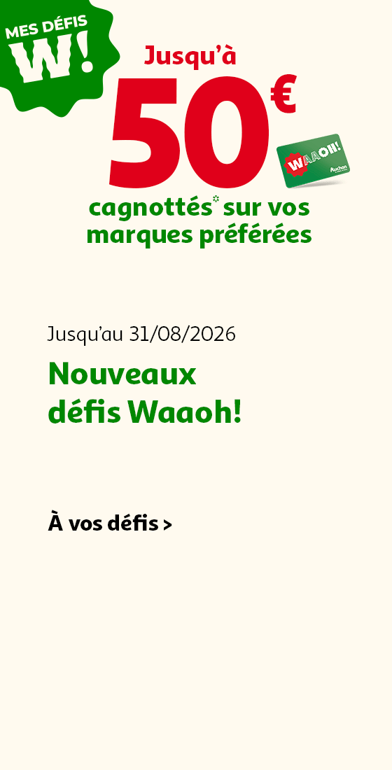 Jusqu'au 31/08/2026, Nouveaux défis Waaoh! : Jusqu'à 50 euros cagnottés sur vos marques préférées !