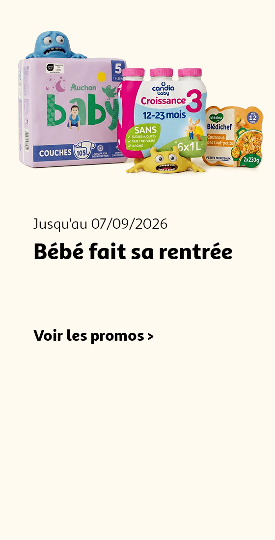 Jusqu'au 07/09/2026, Bébé fait sa rentrée. Voir les promos