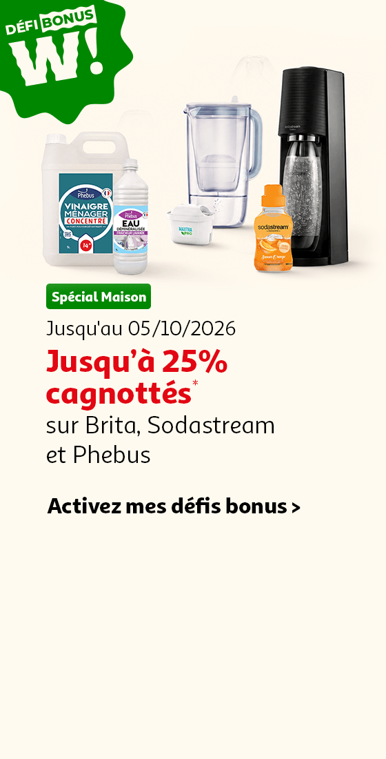 Jusqu'au 05/10/2026, jusqu'à 25% cagnottés* sur Brita, Sodastream et Phebus
