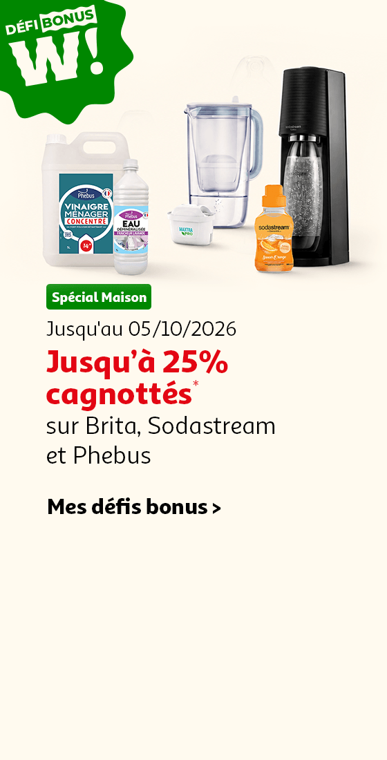 Jusqu'au 05/10/2026, jusqu'à 25% cagnottés* sur Brita, Sodastream et Phebus