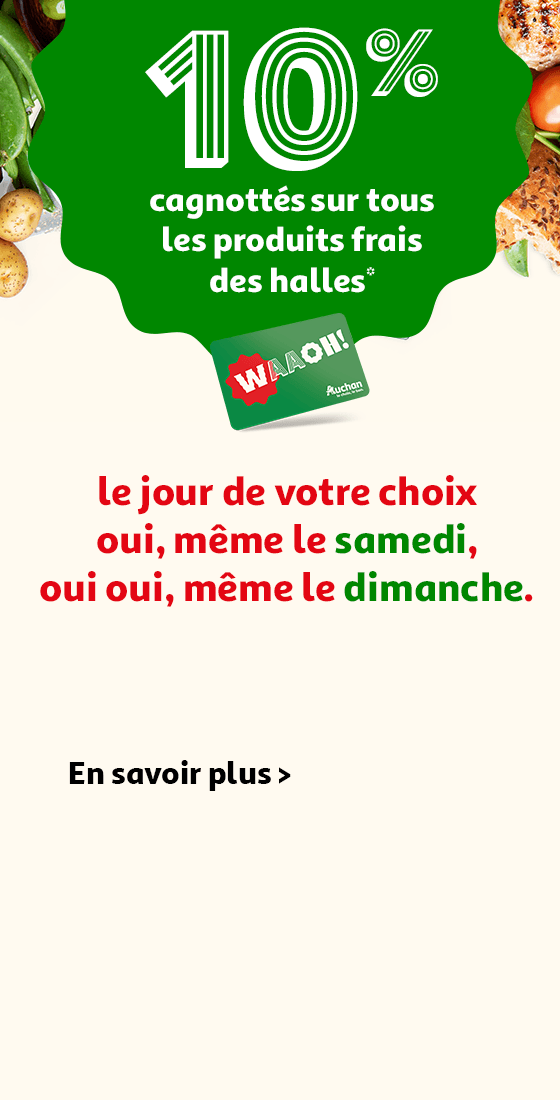 10% cagnottés sur tous les produits frais des halles le jour de votre choix*