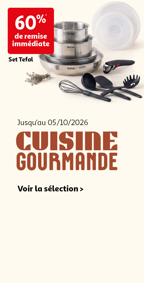 Jusqu'au 05/10/2026, cuisine gourmande. Set Tefal : 60%* de remise immédiate