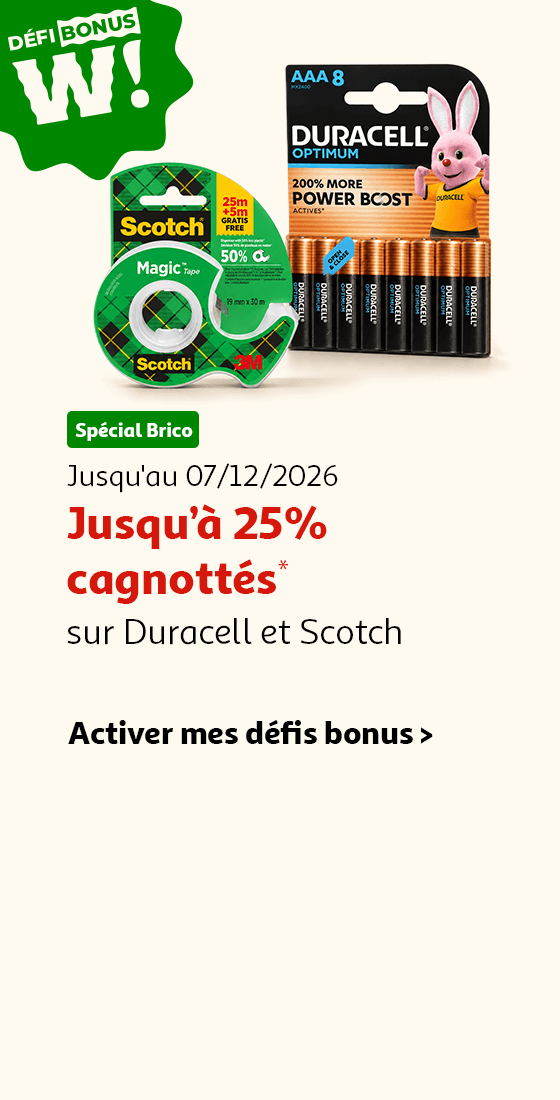 Jusqu'au 07/12/2026, jusqu'à 25% cagnottés* sur Duracell et Scotch