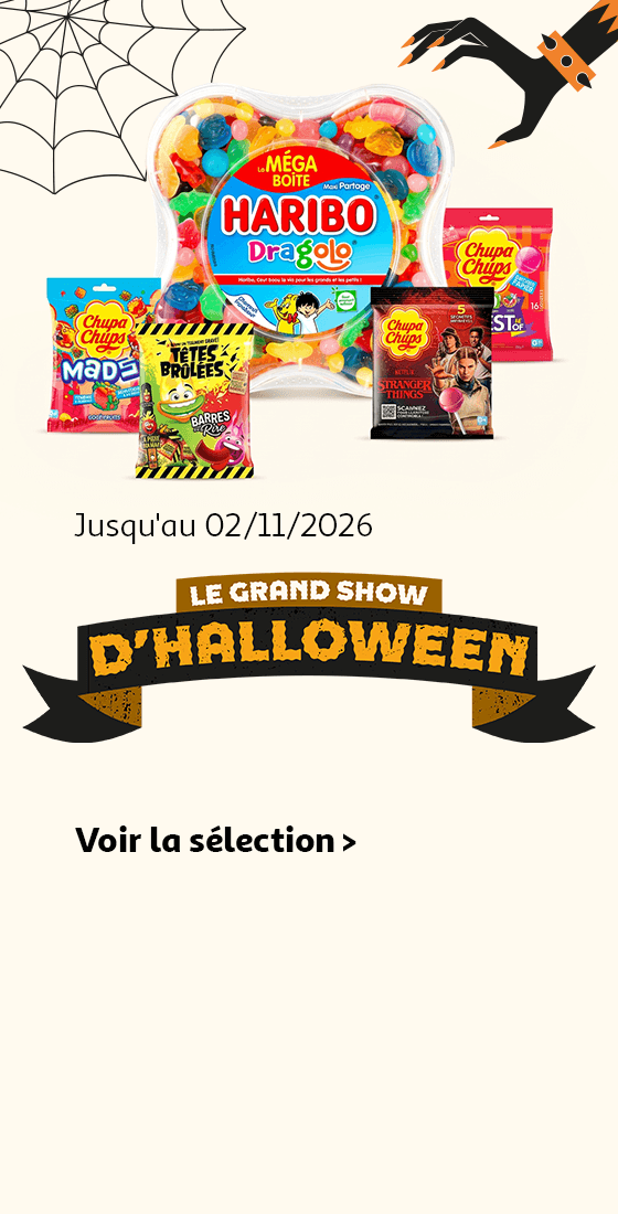Jusqu'au 02/11/2026, Le grand show d'Halloween. Voir la sélection bonbons, sucreries