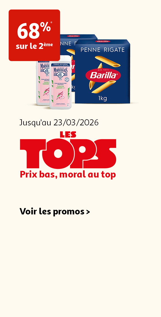 Jusqu'au 23/03/2026 : Les TOPS. Prix bas, moral au top.