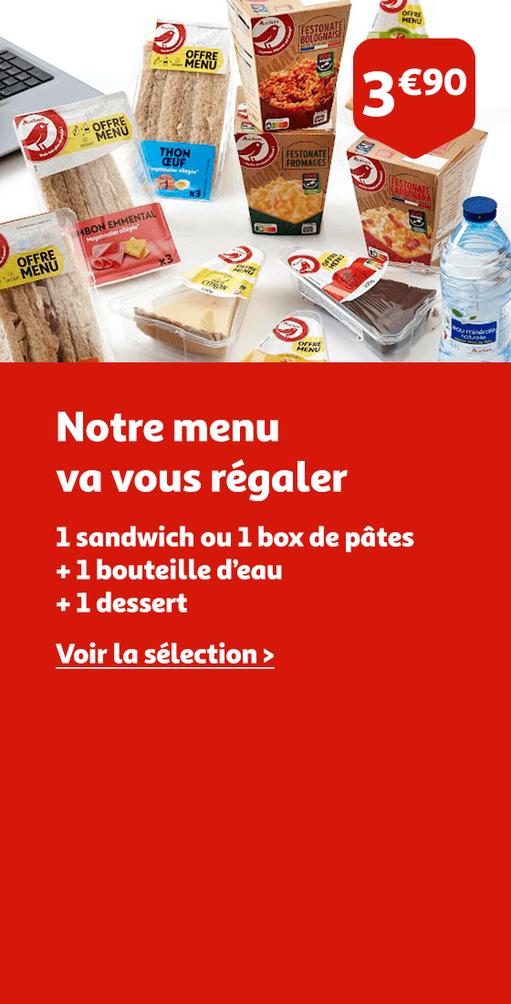Notre menu va vous régaler 2 sandwich chaud ou froid + 1 bouteille d'eau +1 dessert