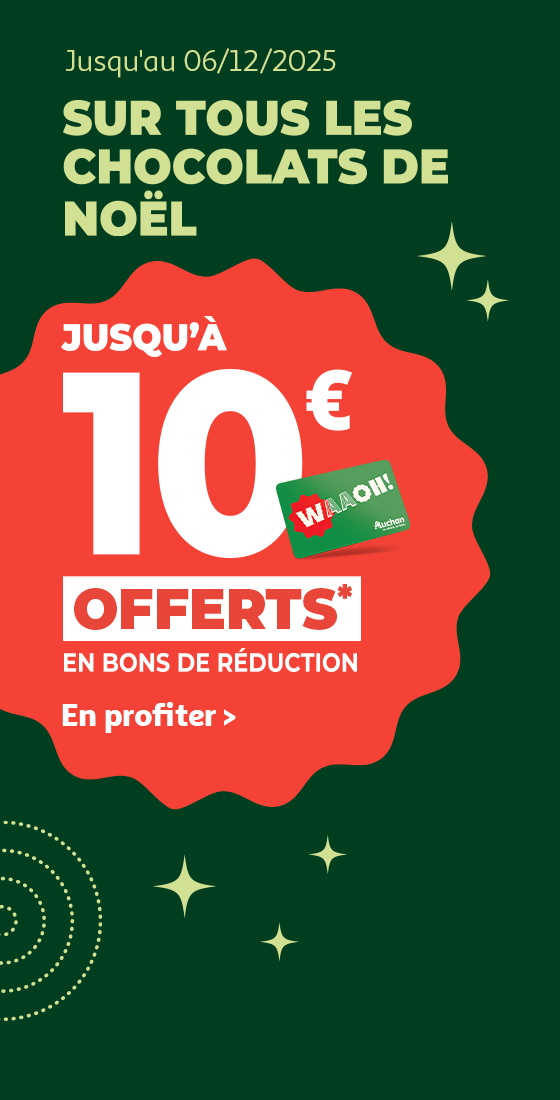 Chocolats de Noël : jusqu'à 10€ offerts*