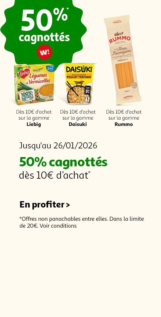 50% cagnottés dès 10€ d'achat