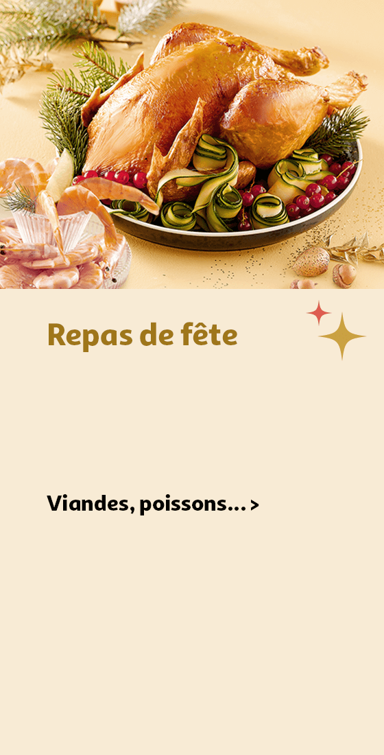 Repas de fête : viandes, poissons...