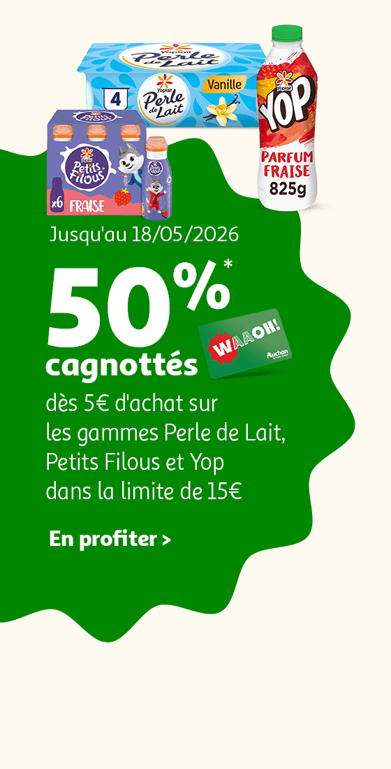 Jusqu'au 18/05/2026, 50% cagnottés sur une sélection Yoplait dès 5€ d'achat*