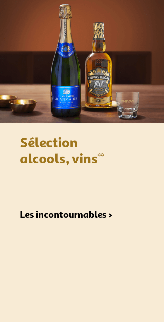 Sélection alcools, vins**
