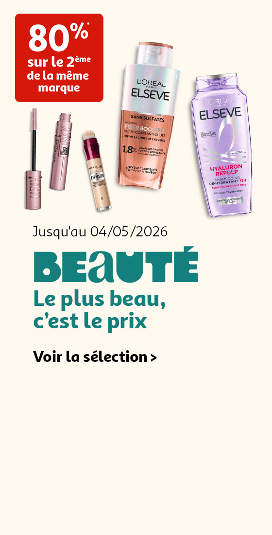 Jusqu'au 04/05/2026 : Beauté, le plus beau, c'est le prix ! 80% sur le 2ème de la même marque