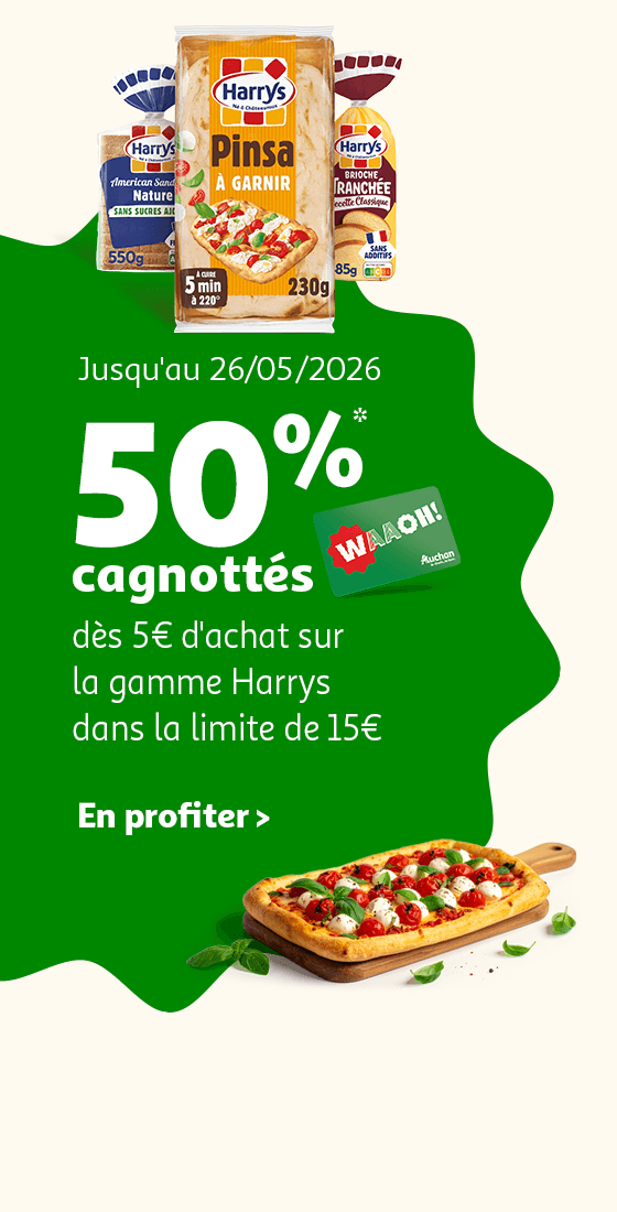 Jusqu'au 26/05/2026 : 50%* cagnottés dès 5€ d'achat sur la gamme Harrys, dans la limite de 15€.