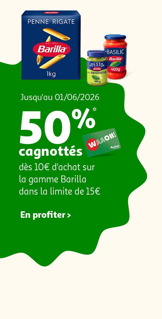 Jusqu'au 01/06/2026 : 50% cagnottés sur la gamme Barilla dès 10€ d'achat