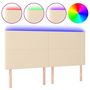 Voir la diapositive 2 : VIDAXL Tete de lit a LED Creme 200x5x118/128 cm Tissu