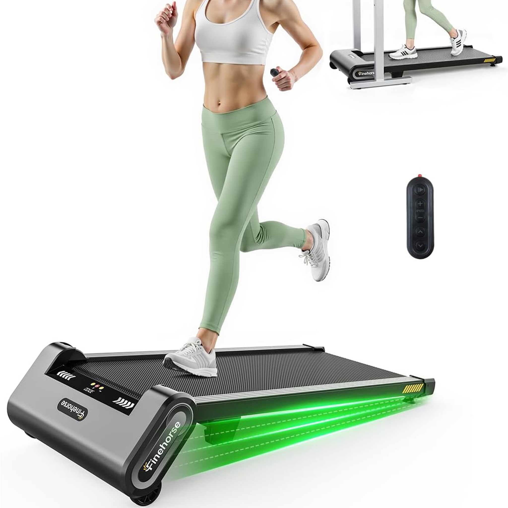 Voir la diapositive 2 : AKLUER Tapis de marche h1 à inclinaison automatique sous bureau, avec télécommande