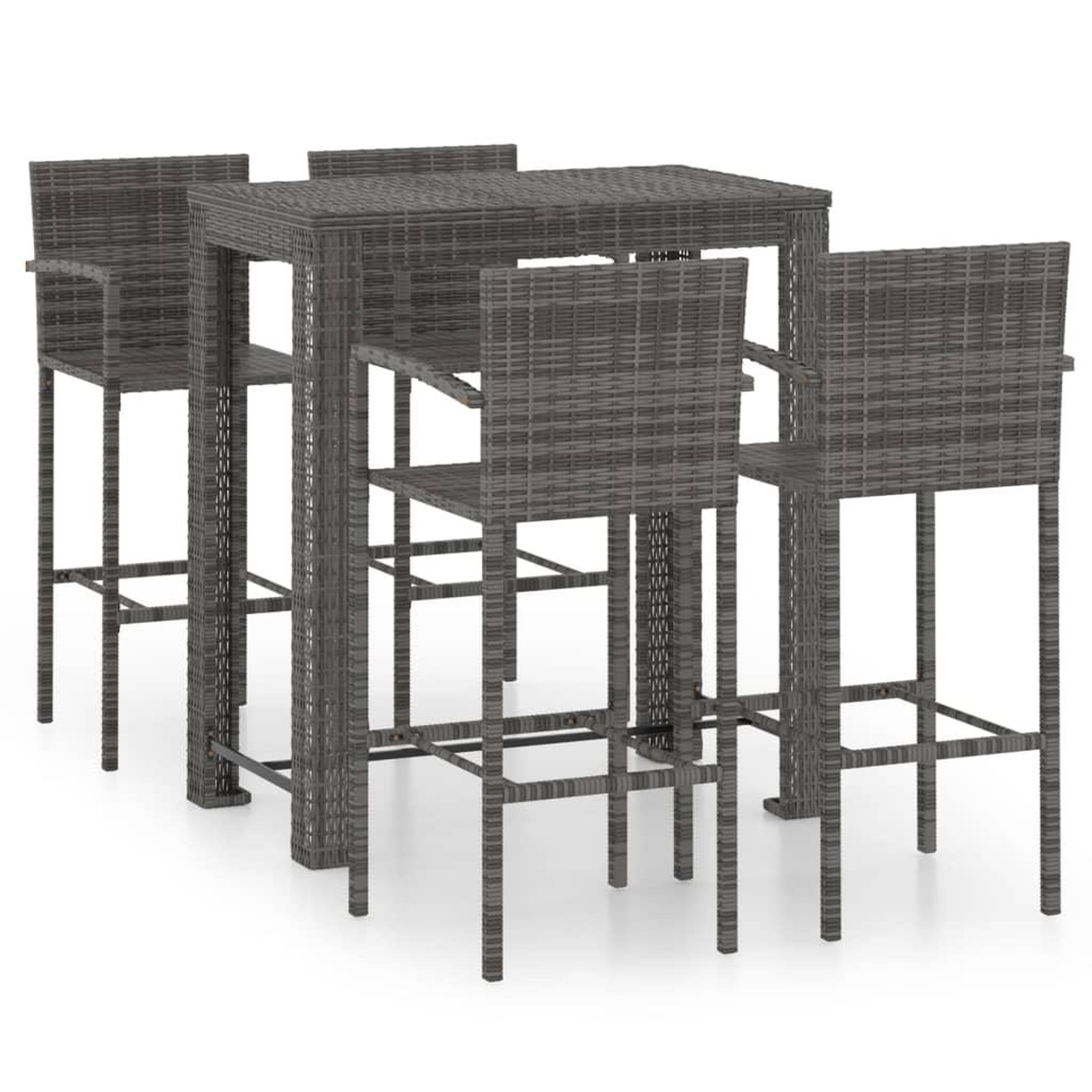 Voir la diapositive 2 : VIDAXL Ensemble de bar d'exterieur 5 pcs accoudoir resine tressee gris