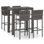 Voir la diapositive 2 : VIDAXL Ensemble de bar d'exterieur 5 pcs accoudoir Resine tressee Gris
