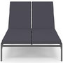 Voir la diapositive 6 : ID MARKET Lit bain de soleil double, transat de jardin inclinables double, en acier avec matelas gris anthracite