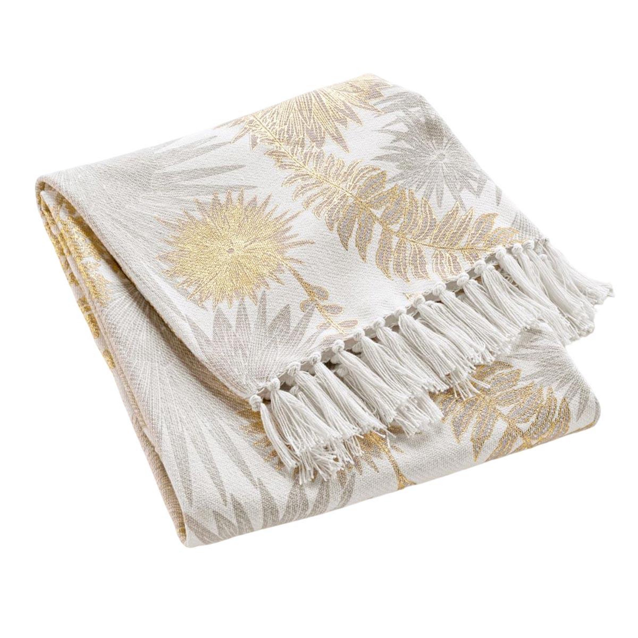 Douceur d'Intérieur Plaid à franges imprimé  melisse  125x150cm multicolore