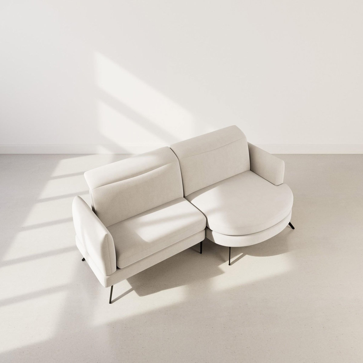 LISA DESIGN Terry - canapé d'angle droit 4 places avec têtières réglables en tissu texturé