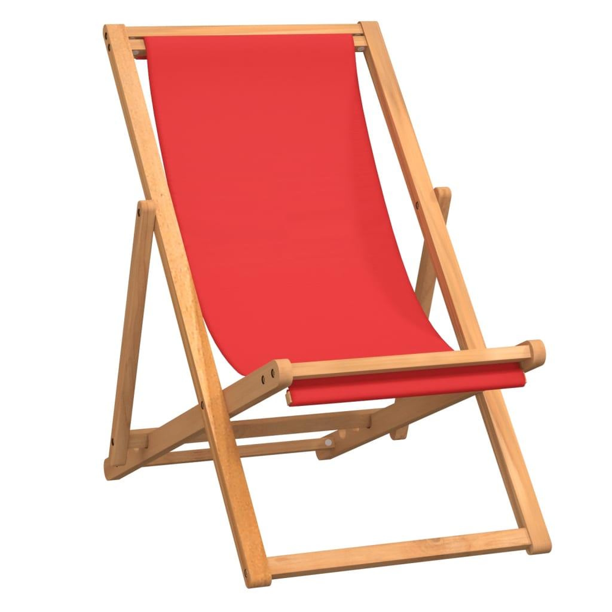 Voir la diapositive 2 : VIDAXL Chaise de plage pliable Bois de teck solide rouge