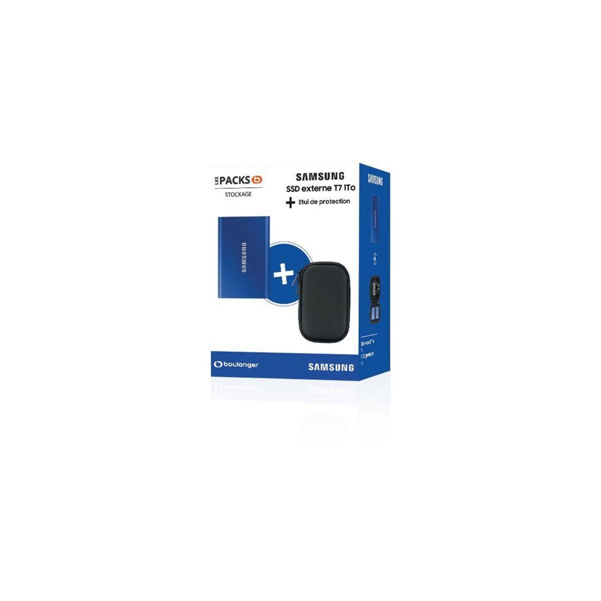 Samsung Disque dur SSD externe Pack T7 1 To bleu + housse