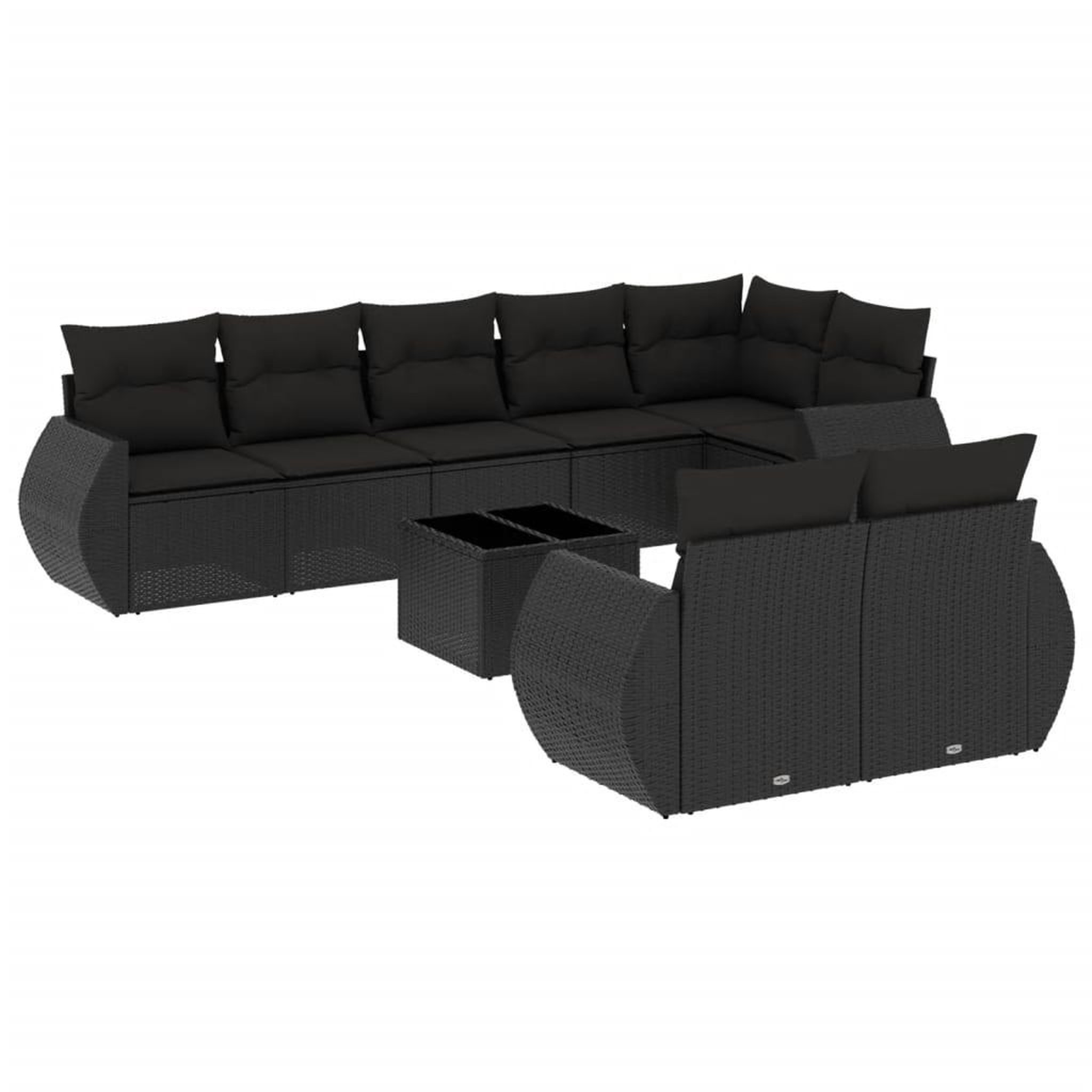 Voir la diapositive 2 : VIDAXL Salon de jardin 9 pcs avec coussins noir resine tressee