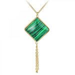 SC BOHEME Collier SC Bohème orné d'une malachite en acier inoxydable