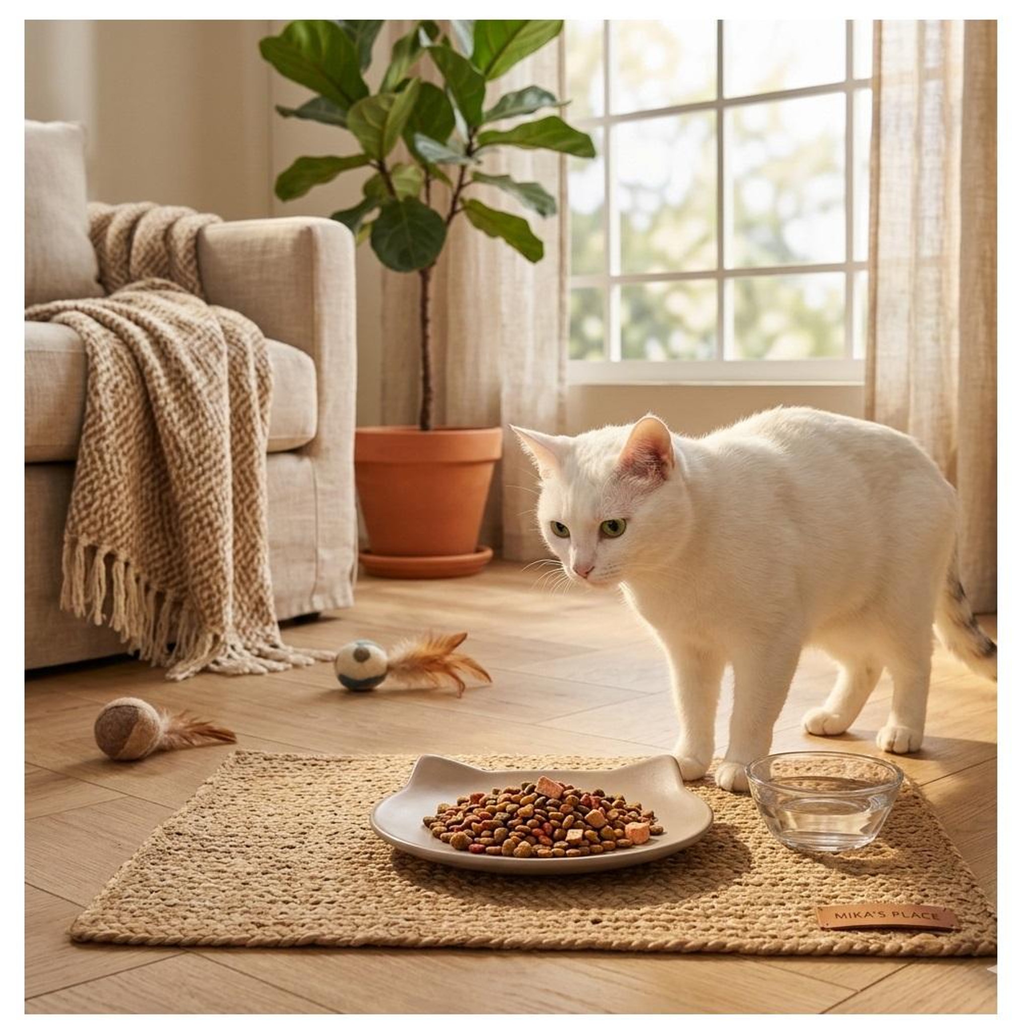 Voir la diapositive 2 : Eden Gamelle plat en céramique pour chat anti-stress filou