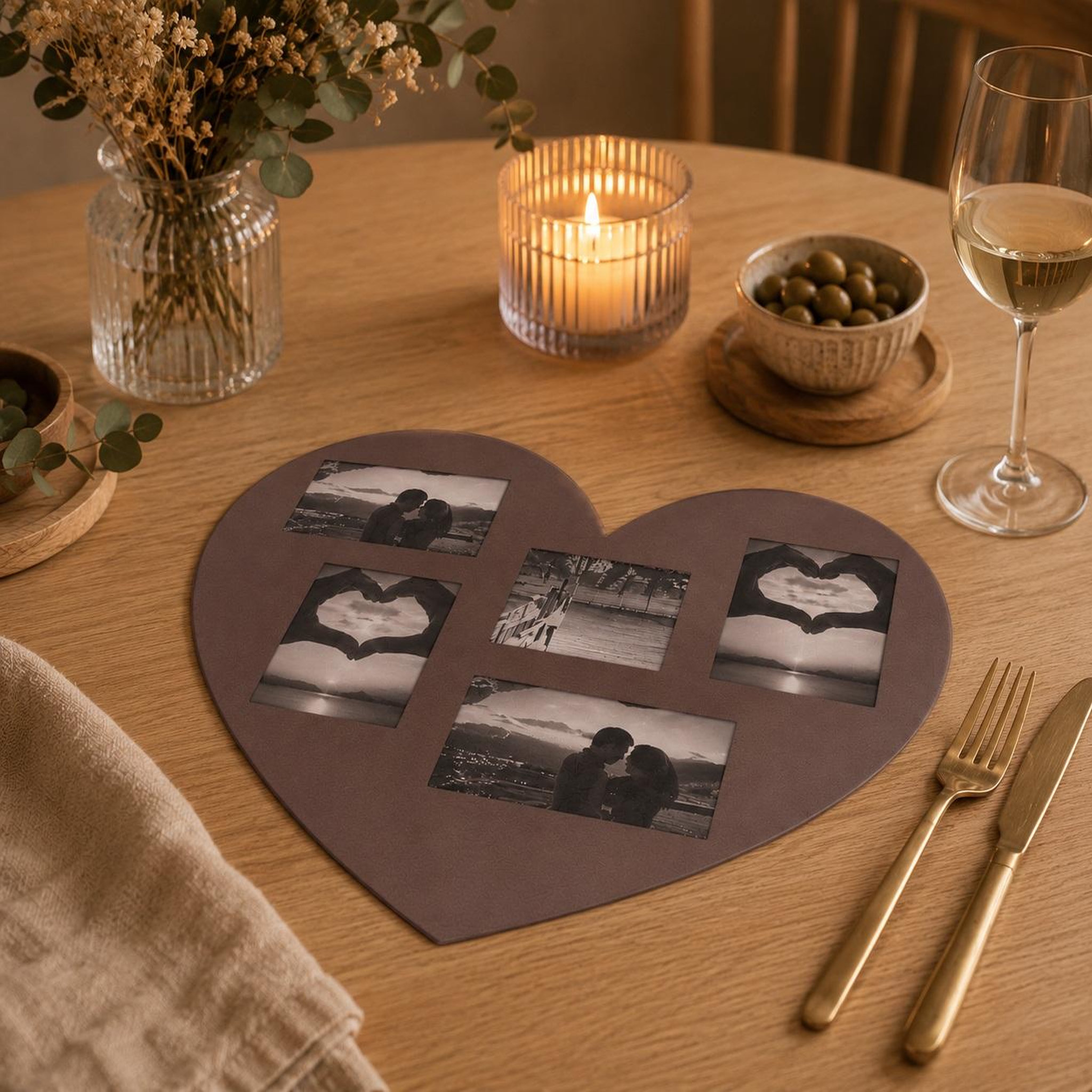Voir la diapositive 5 : Eden Set de table photos coeur design et moderne