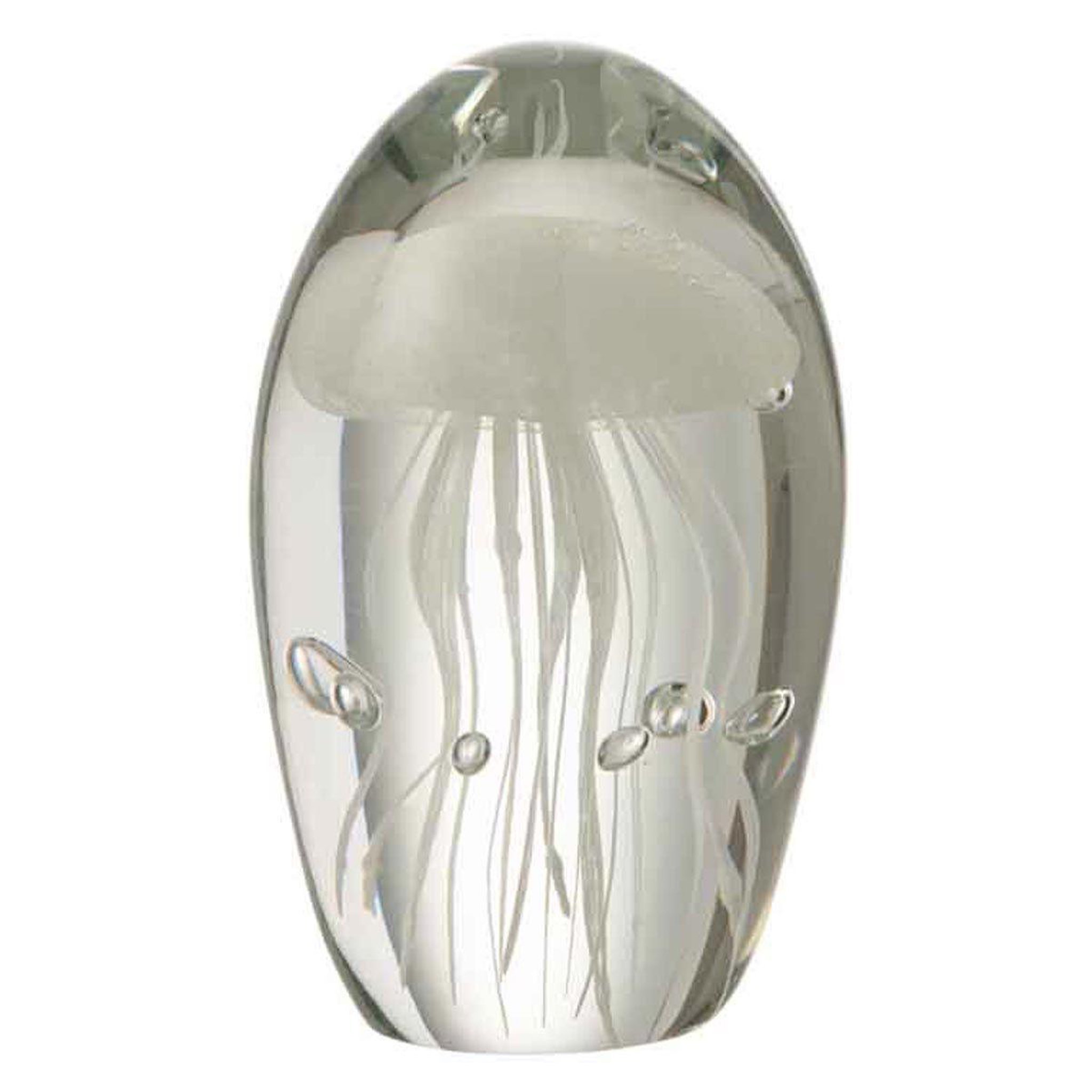 J-LINE Presse-papier en verre  petite méduse  12cm blanc
