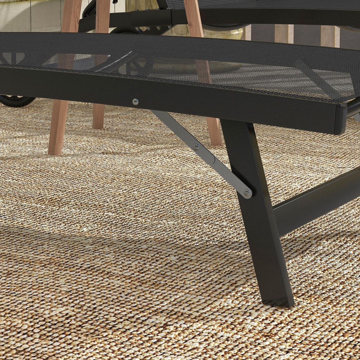 OUTSUNNY Lot de 2 bains de soleil transats inclinables - 2 roulettes - alu. textilène noir