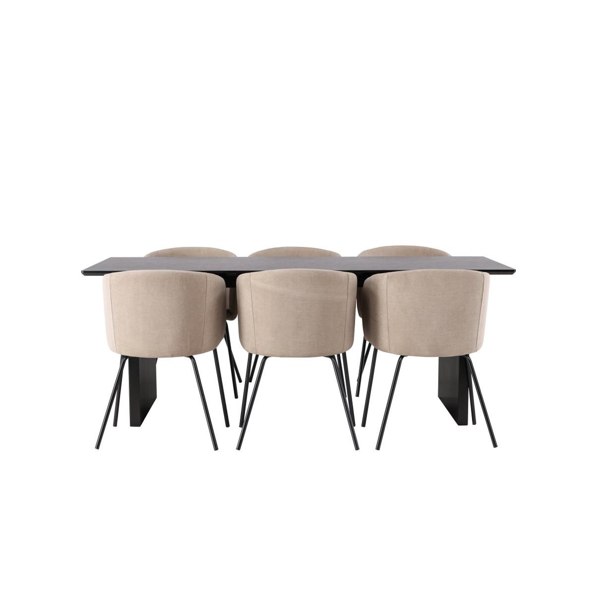 Voir la diapositive 2 : Paris Prix Ensemble table à manger & 6 chaises  vail & berit  200cm noir & beige