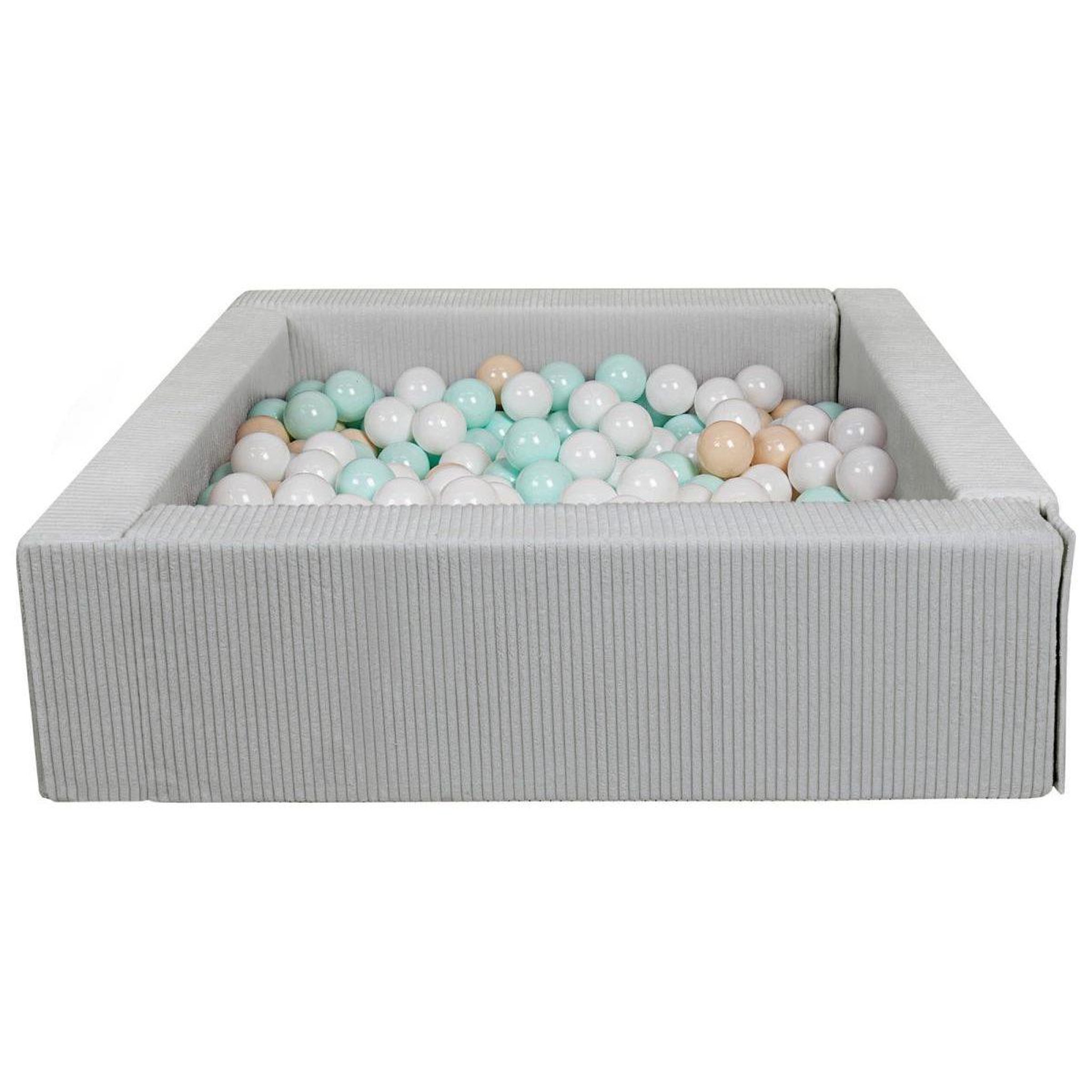VELINDA Piscine à balles carrée avec 300 balles, velours côtelé, 5 éléments — gris (velours côtelé)