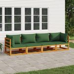 VIDAXL Salon de jardin 4 pcs avec coussins vert bois massif
