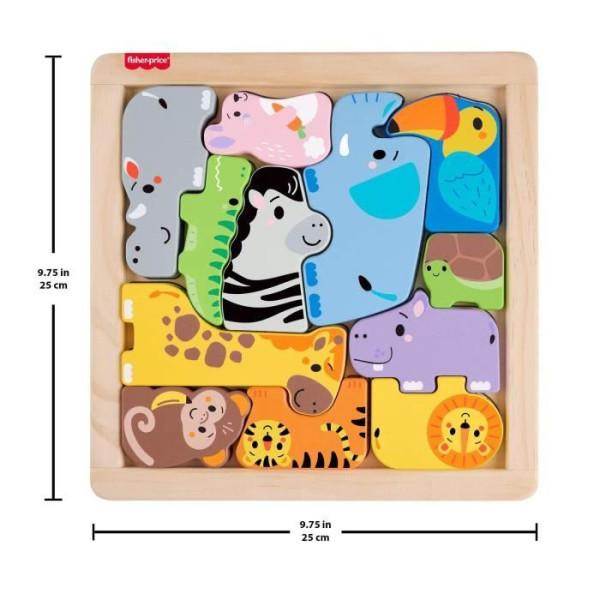 Voir la diapositive 4 : FISHER PRICE Fisher-Price - Puzzle Animaux en Bois - Tri de formes avec 13 pieces - Fisher-Price - JFG10