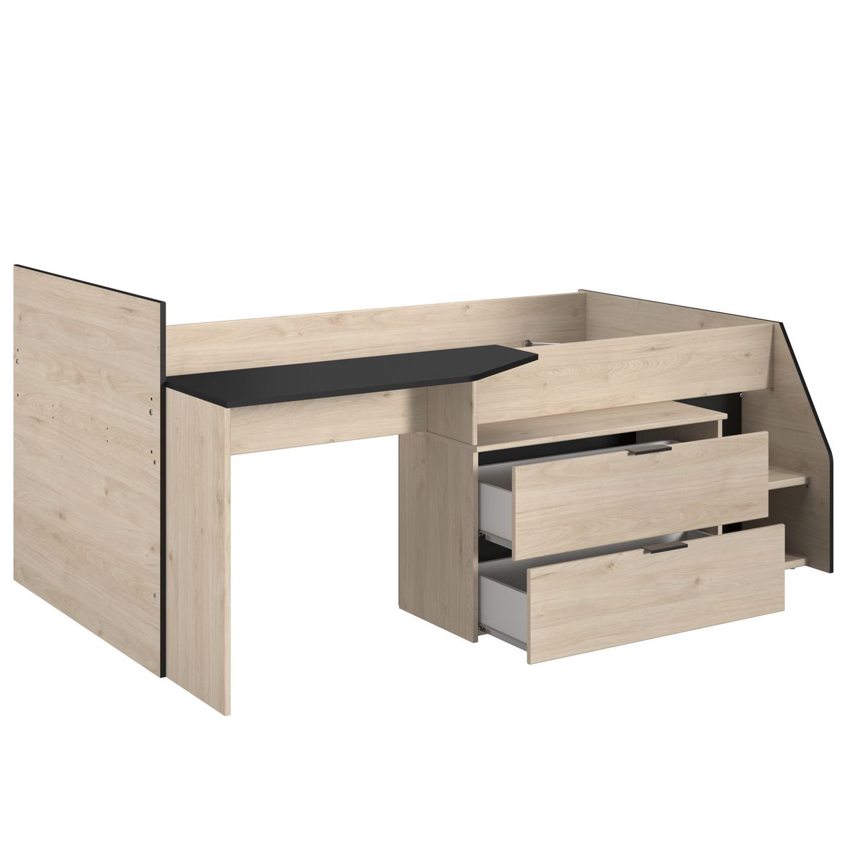 Lit enfant mi hauteur avec rangement 90x190/200cm MIKA