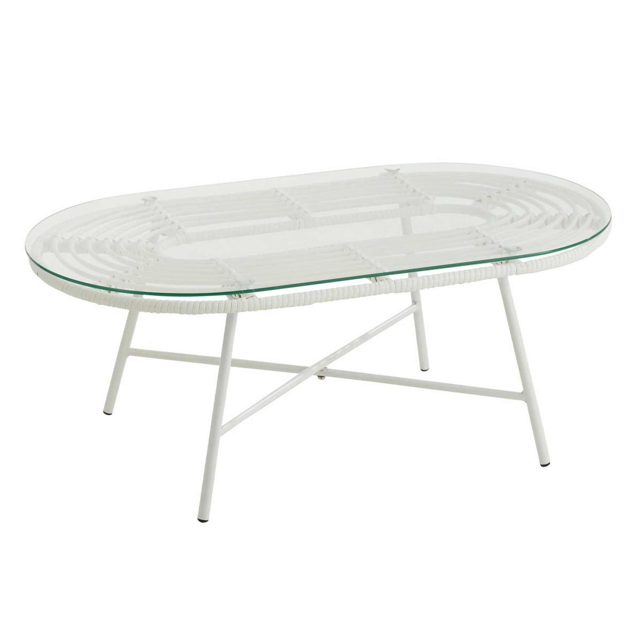 Voir la diapositive 1 : J-LINE Table basse de jardin  celeste  90cm blanc
