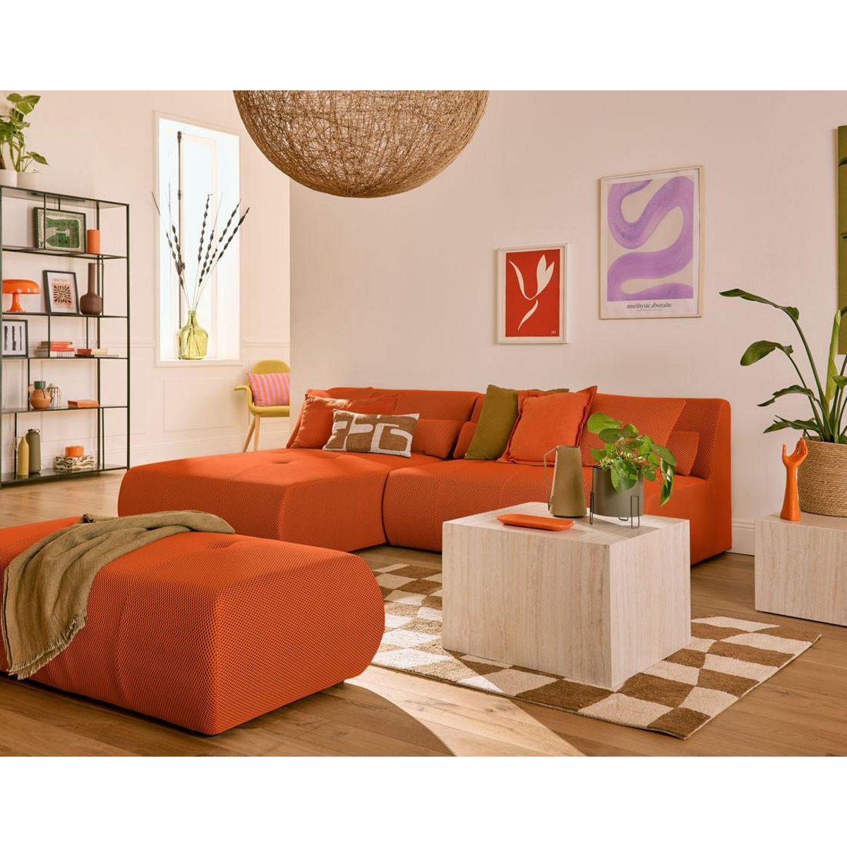 LISA DESIGN Onyx - canapé modulable d'angle réversible 4 places - en tissu mailles 3d