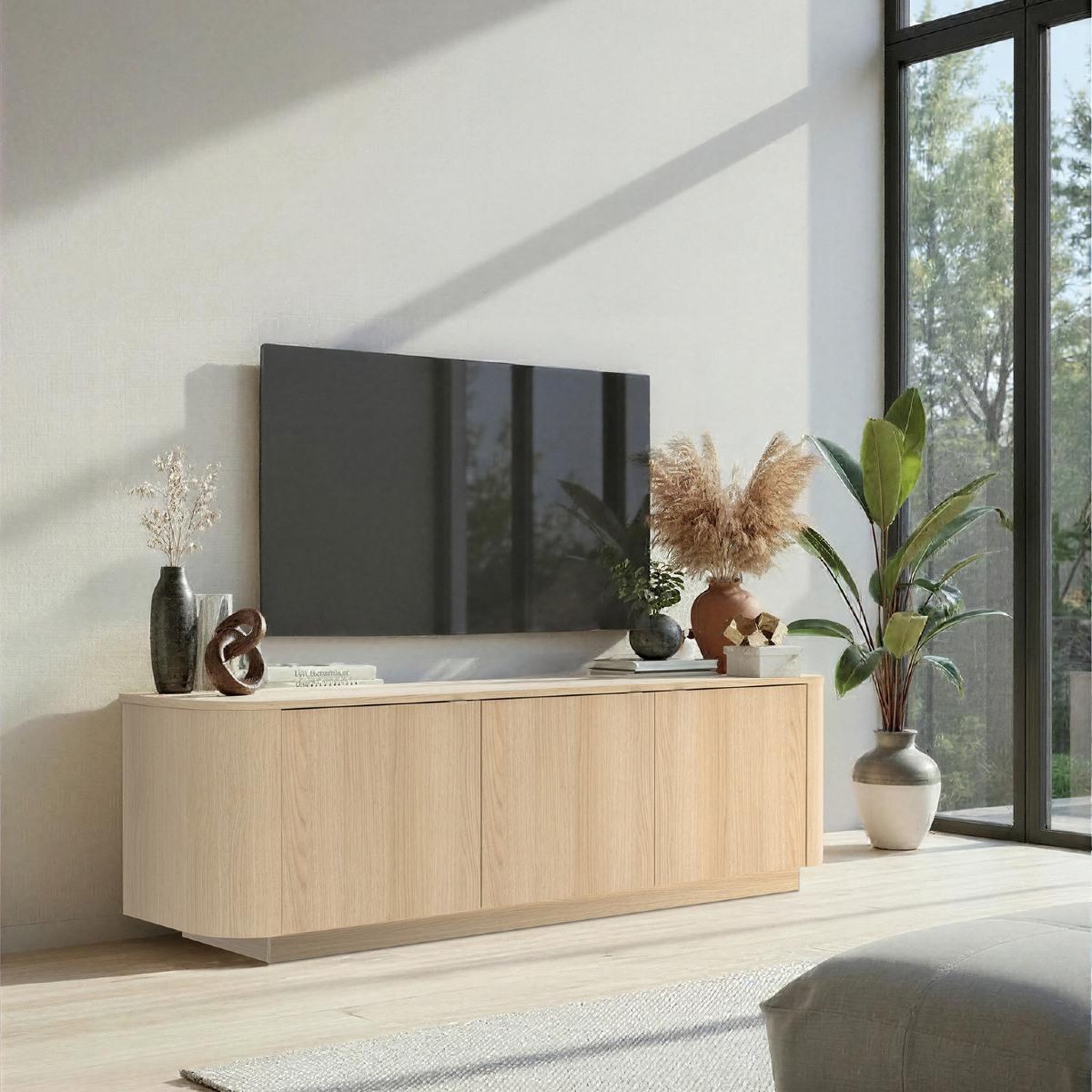 Voir la diapositive 2 : JLC KREATION Meuble tv contemporain en bois 180cm tika