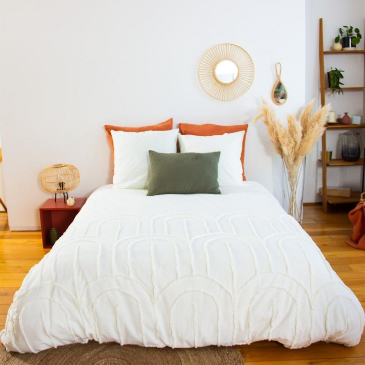 COTE DECO Housse de couette 240x220 + 2 taies FAR en coton lavé